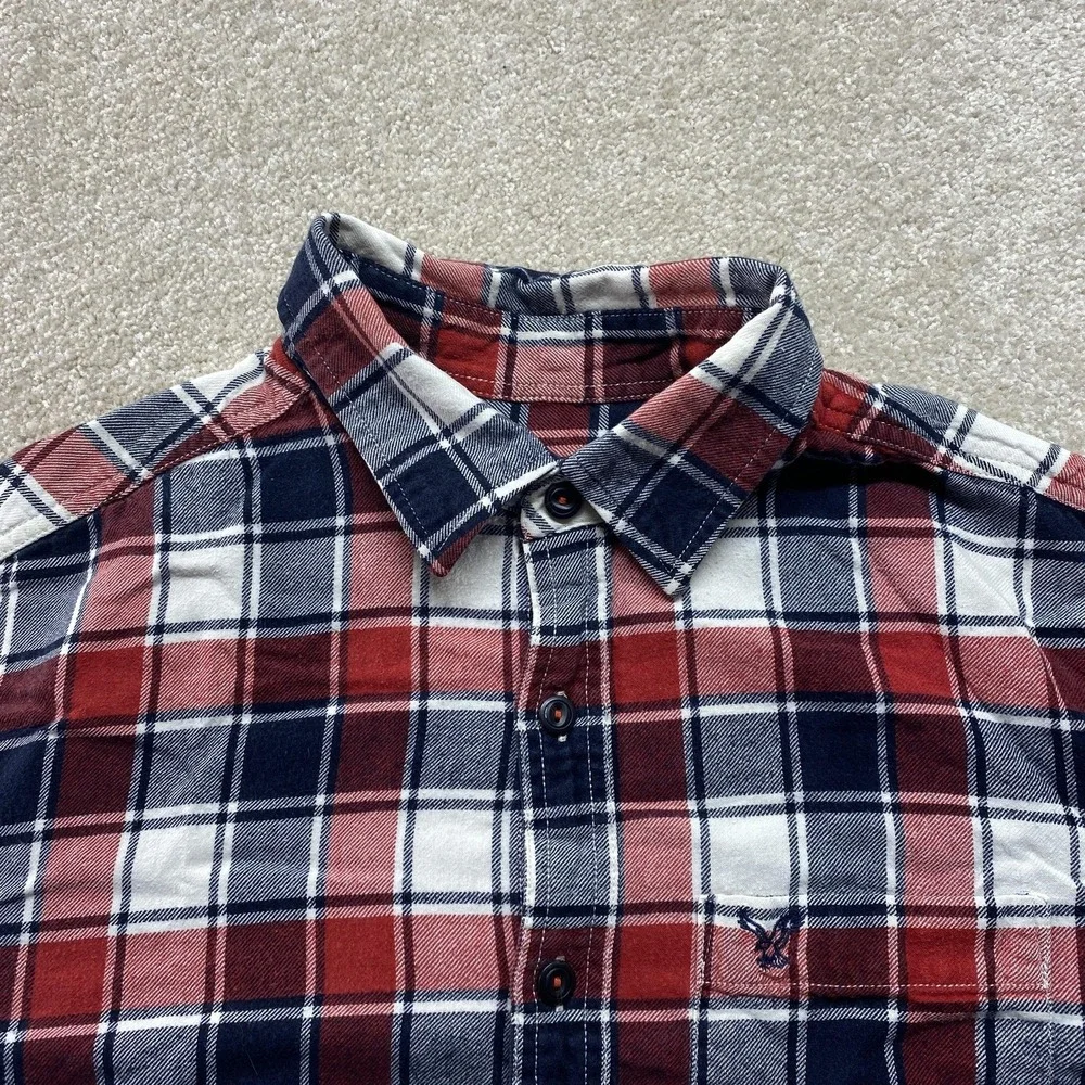 American Eagle Shirt Mens Medium Plaid Button Down Prep Fit‎ Casual Preppy